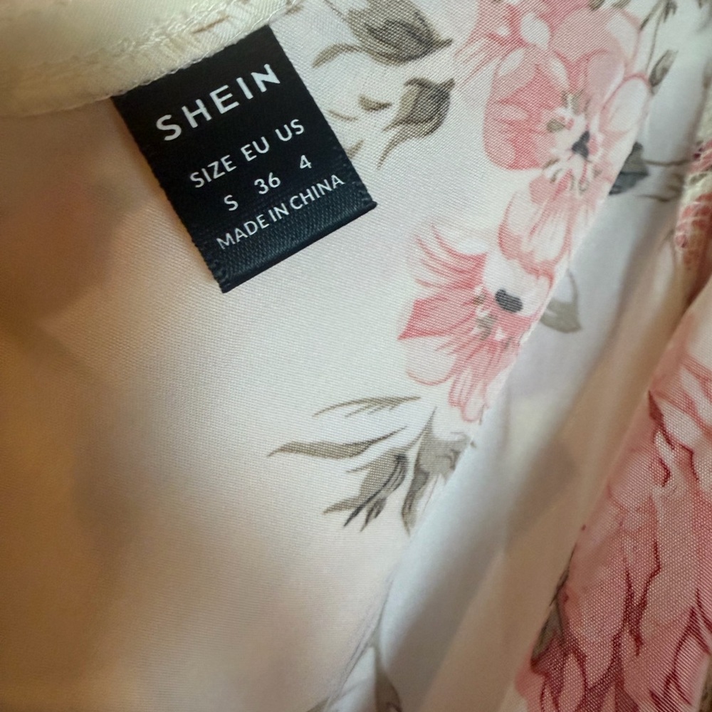SHEIN Cream Dress with Pink Floral Print - Picture 6 of 7